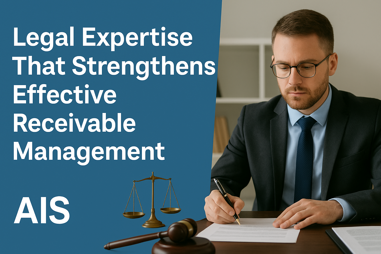 AI-generated image of a legal professional reviewing documents